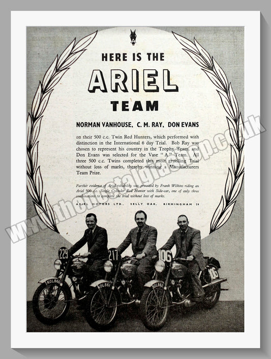 Ariel Motorcycles. Original Advert 1950 (ref AD60597)