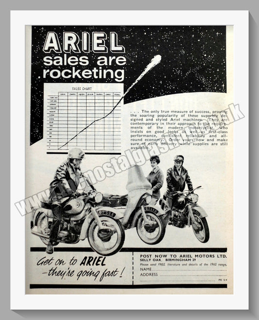 Ariel Motorcycles. Original Advert 1962 (ref AD60598)