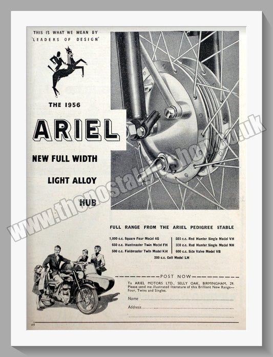 Ariel Motorcycles Light Alloy Hub. Original Advert 1955 (ref AD60600)