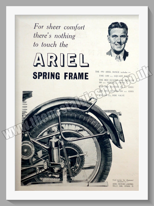 Ariel Motorcycles. Spring Frame. Original Advert 1950 (ref AD60602)