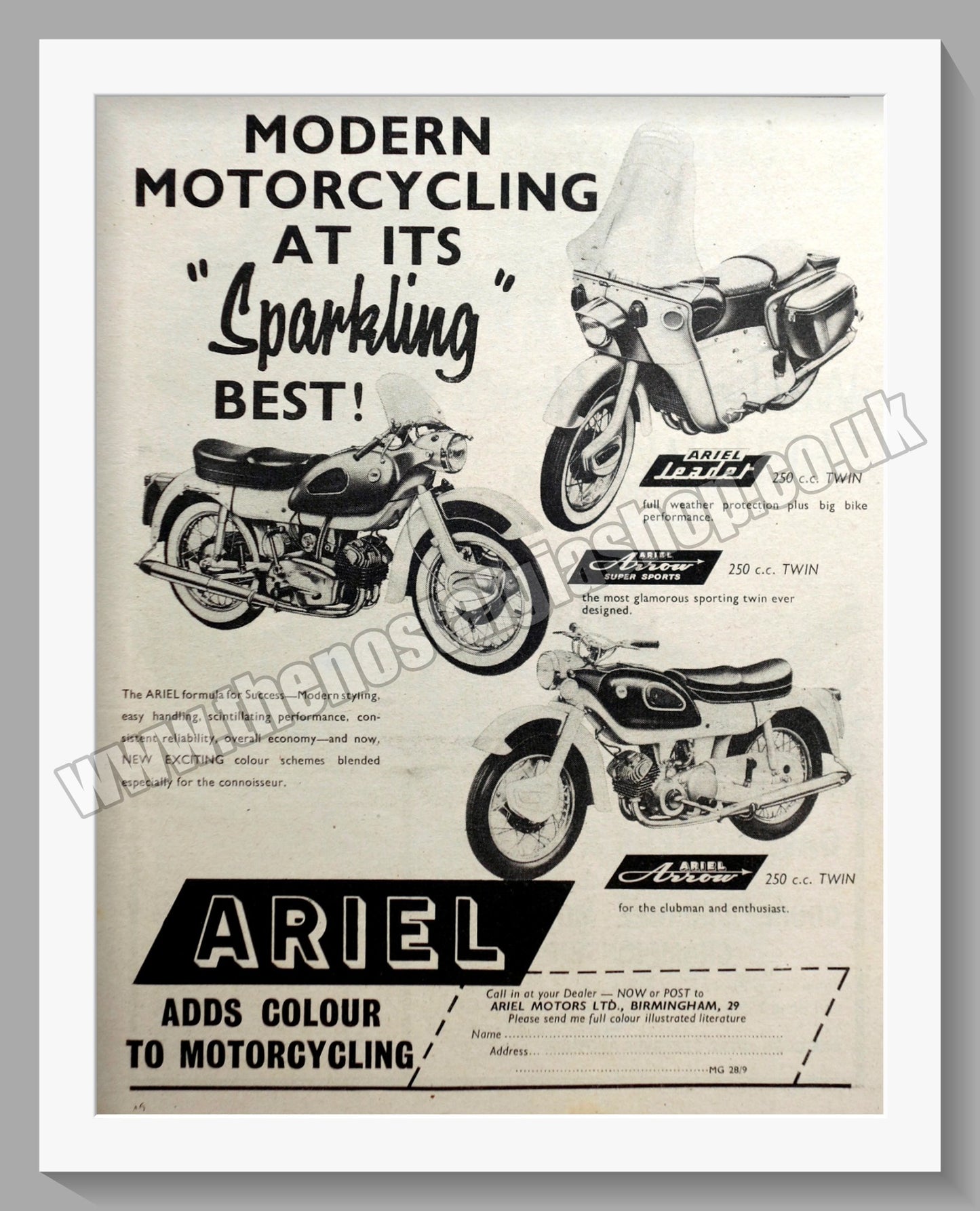 Ariel Motorcycles. Original Advert 1961 (ref AD60608)