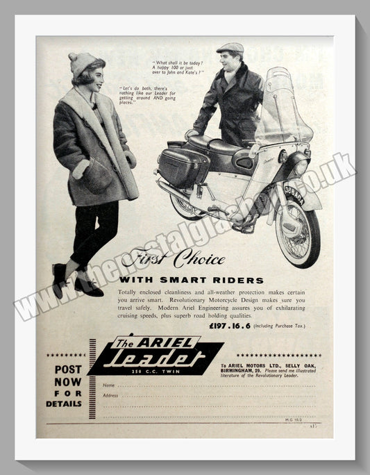 Ariel Leader Motorcycles. Original Advert 1960 (ref AD60616)