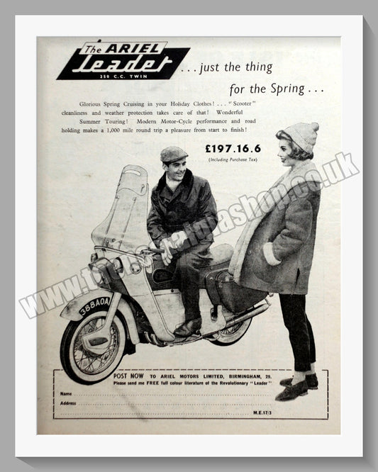 Ariel Leader Motorcycles. Original Advert 1960 (ref AD60617)