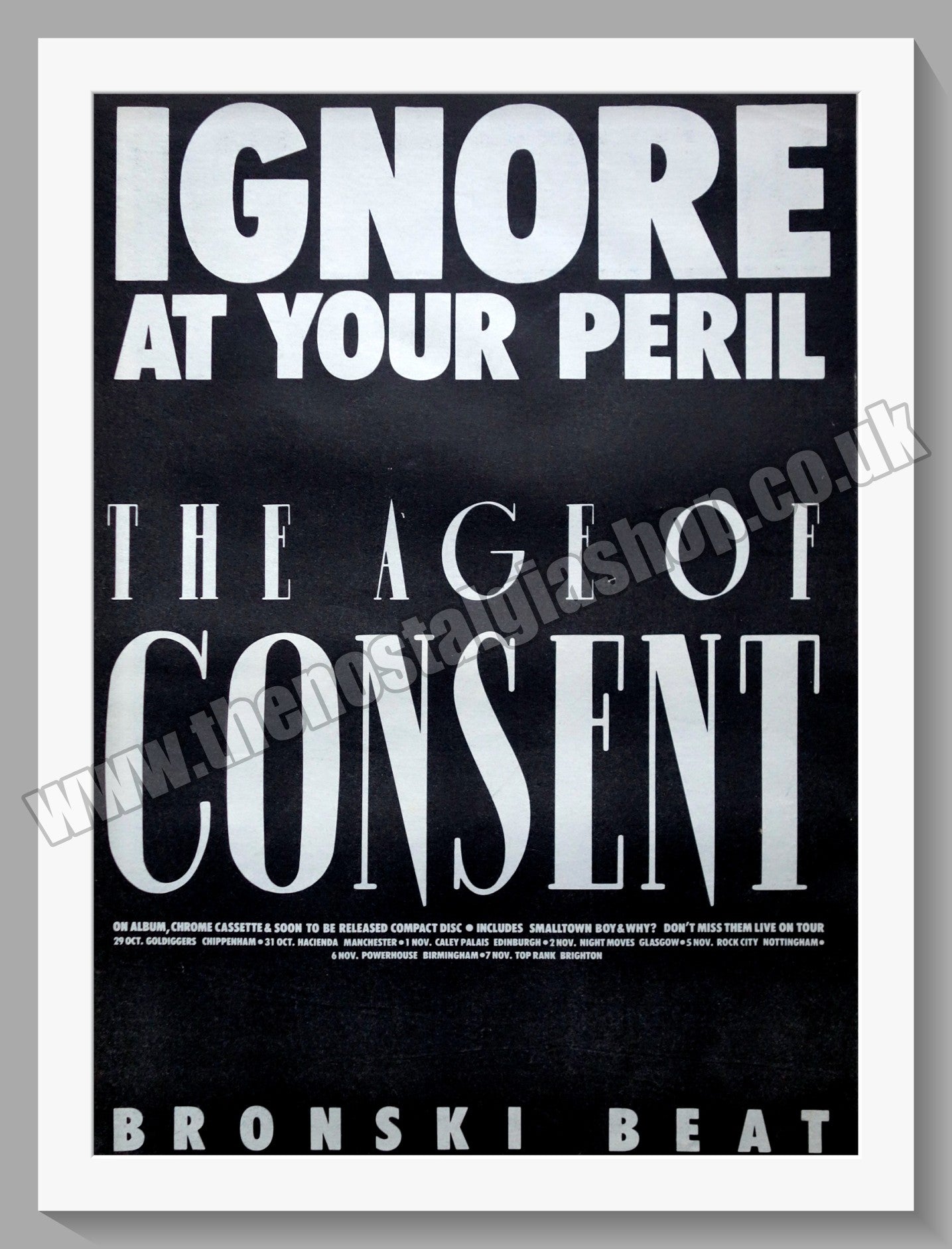 Bronski Beat The Age Of Consent.1984 Large Original Advert (ref AD15132)