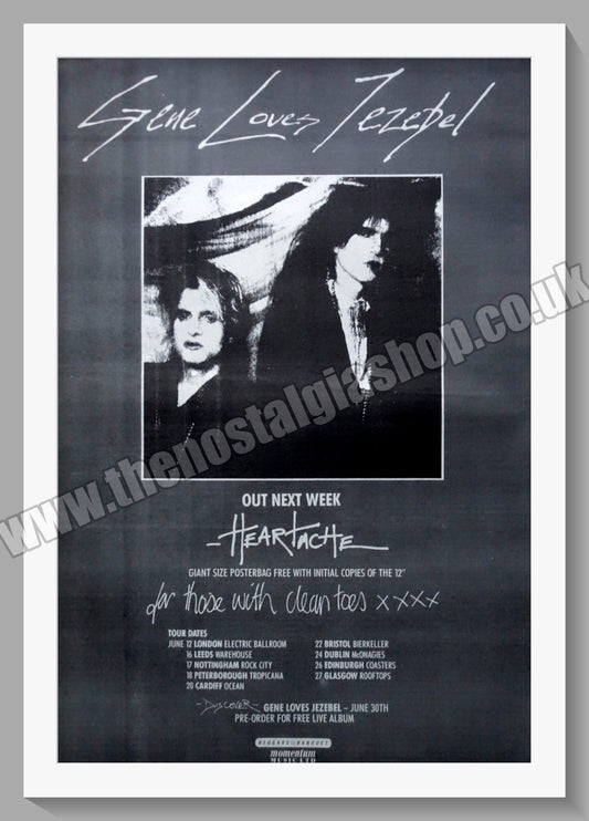 Gene Loves Jezebel Heartache.1986 Large Original Advert (ref AD15180)