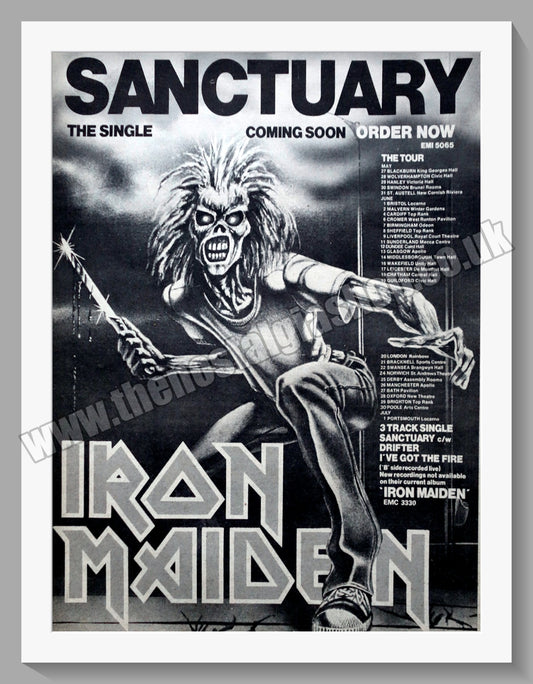 Iron Maiden Sanctuary.1980 Large Original Advert (ref AD15184)