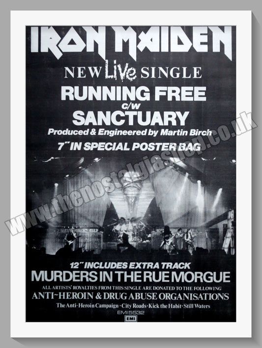 Iron Maiden Running Free.1985 Large Original Advert (ref AD15193)