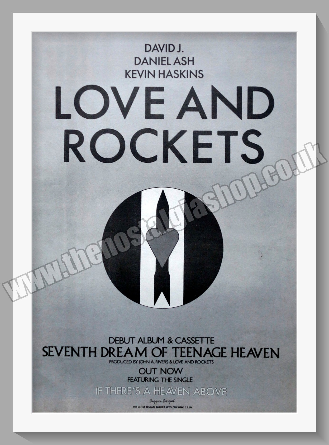 Love And Rockets Seventh Dream Of Teenage Heaven. 1985 Large Original Advert (ref AD15195)