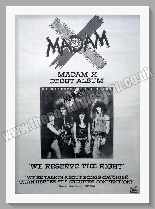 Madam X We Reserve The Right. 1985 Large Original Advert (ref AD15200)