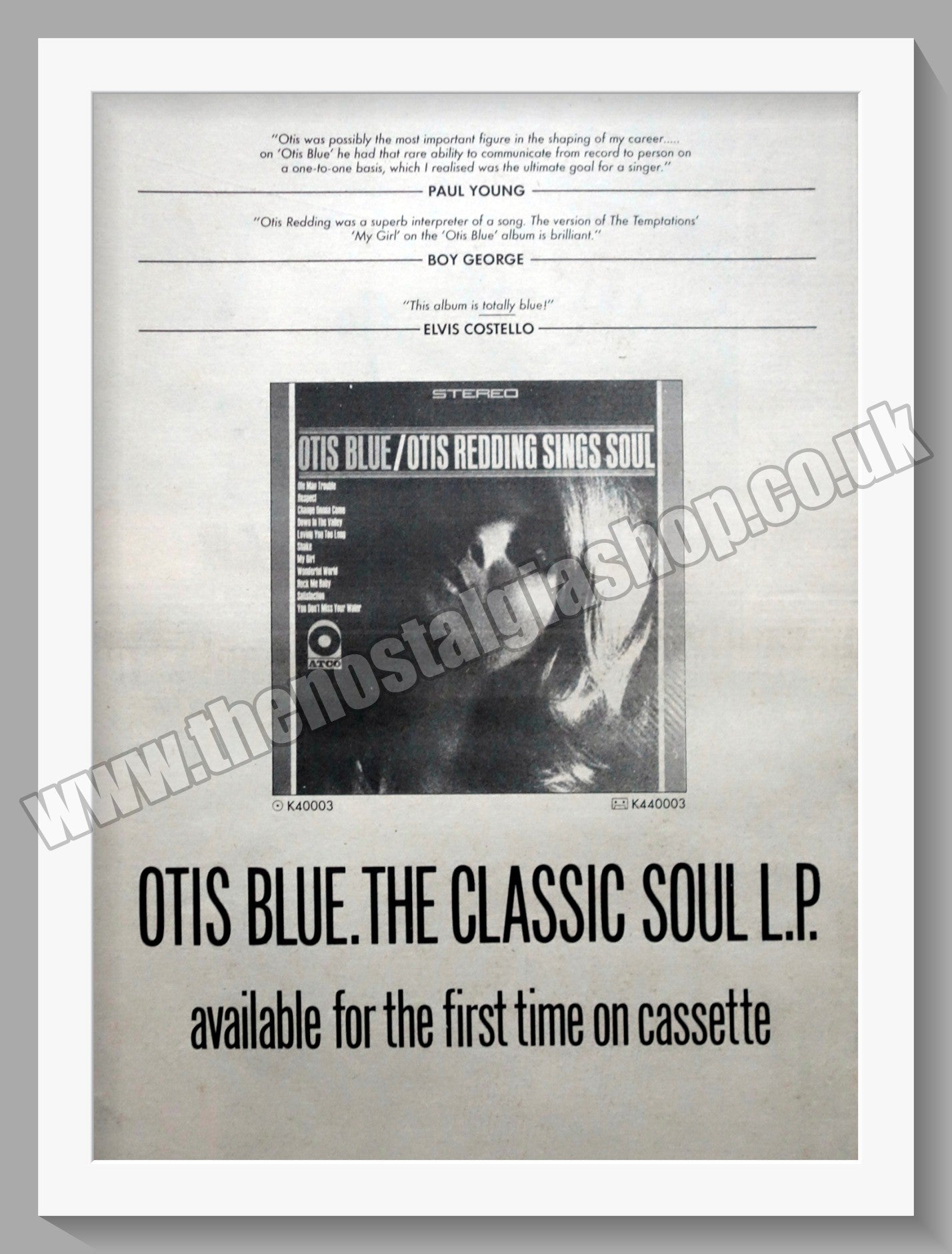 Otis Blue The Classic Soul L.P. 1984 Large Original Advert (ref AD15213)