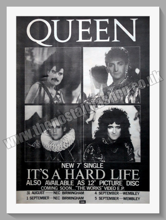 Queen It's A Hard Life. 1984 Large Original Advert (ref AD15224)