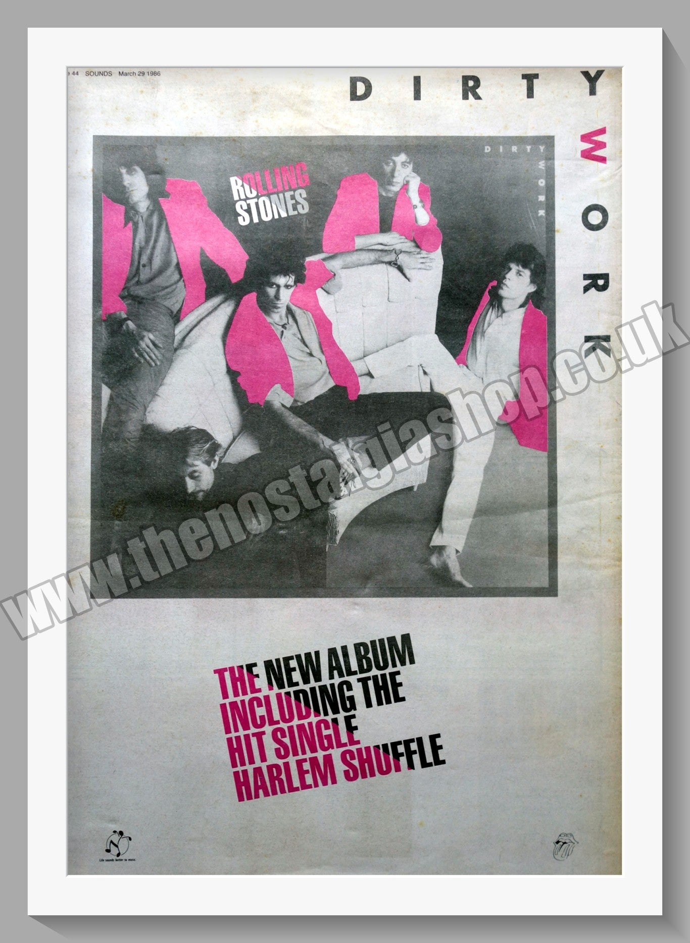 Rolling Stones (The) Dirty Work. 1986 Original Advert (ref AD15242)