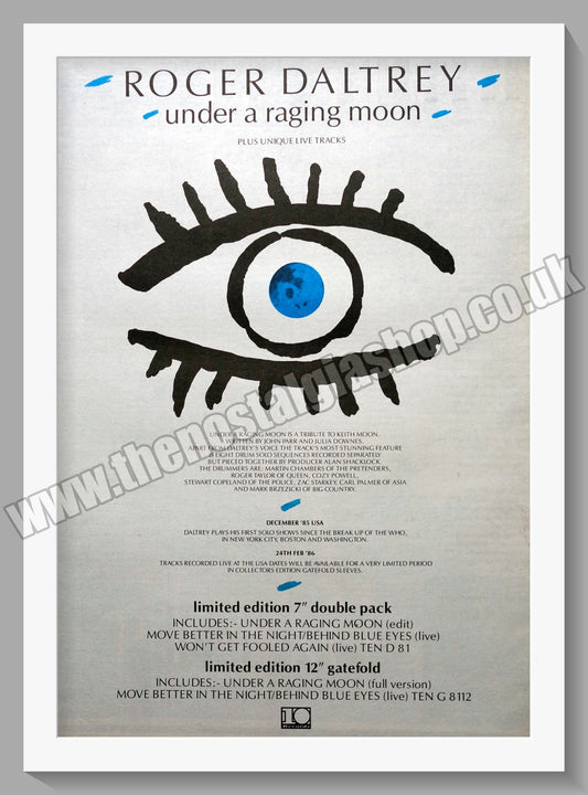 Roger Daltrey Under A Raging Moon. 1986 Original Advert (ref AD15246)