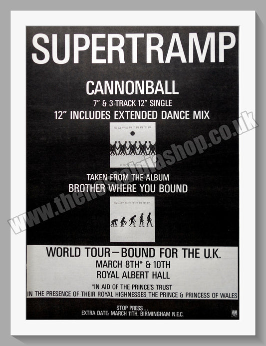 Supertramp Cannonball. 1986 Original Advert (ref AD15274)