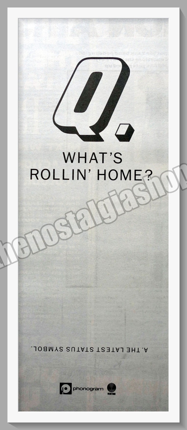 Status Quo Rollin' Home. 1986 Original Advert (ref AD15282)