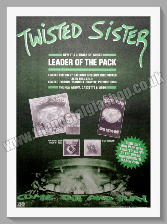 Twisted Sister Leader Of The Pack. 1986 Original Advert (ref AD15284)