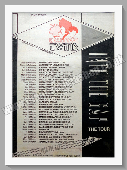 Thompson Twins Into The Gap Tour. 1984 Large Original Advert (ref AD15313)