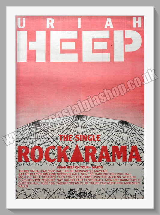 Uriah Heep Rockarama. 1985 Large Original Advert (ref AD15318)