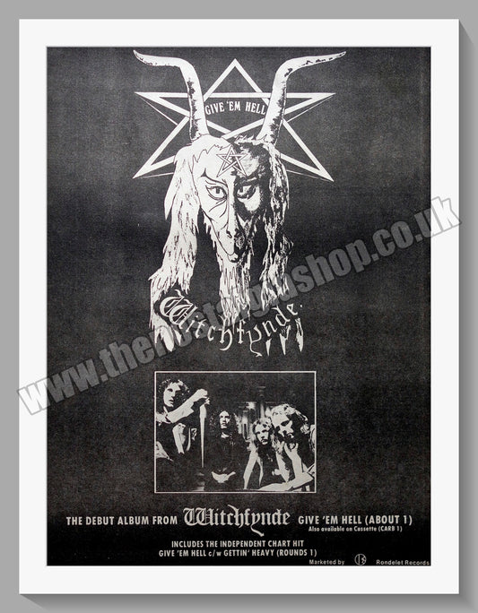 Witch Fynde Give 'Em Hell. 1980 Large Original Advert (ref AD15322)