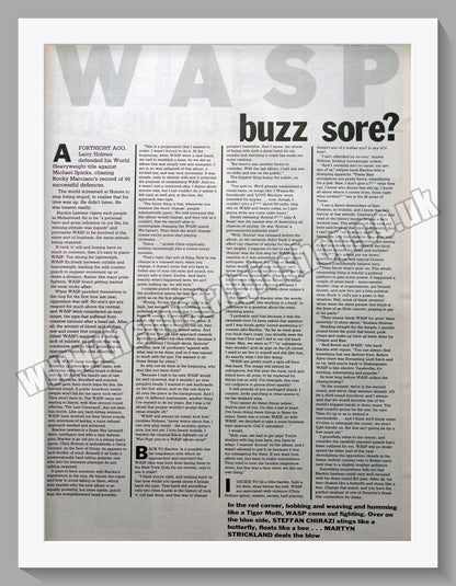 Wasp. 1985 Large Double Original Article and Print (ref AD15324)