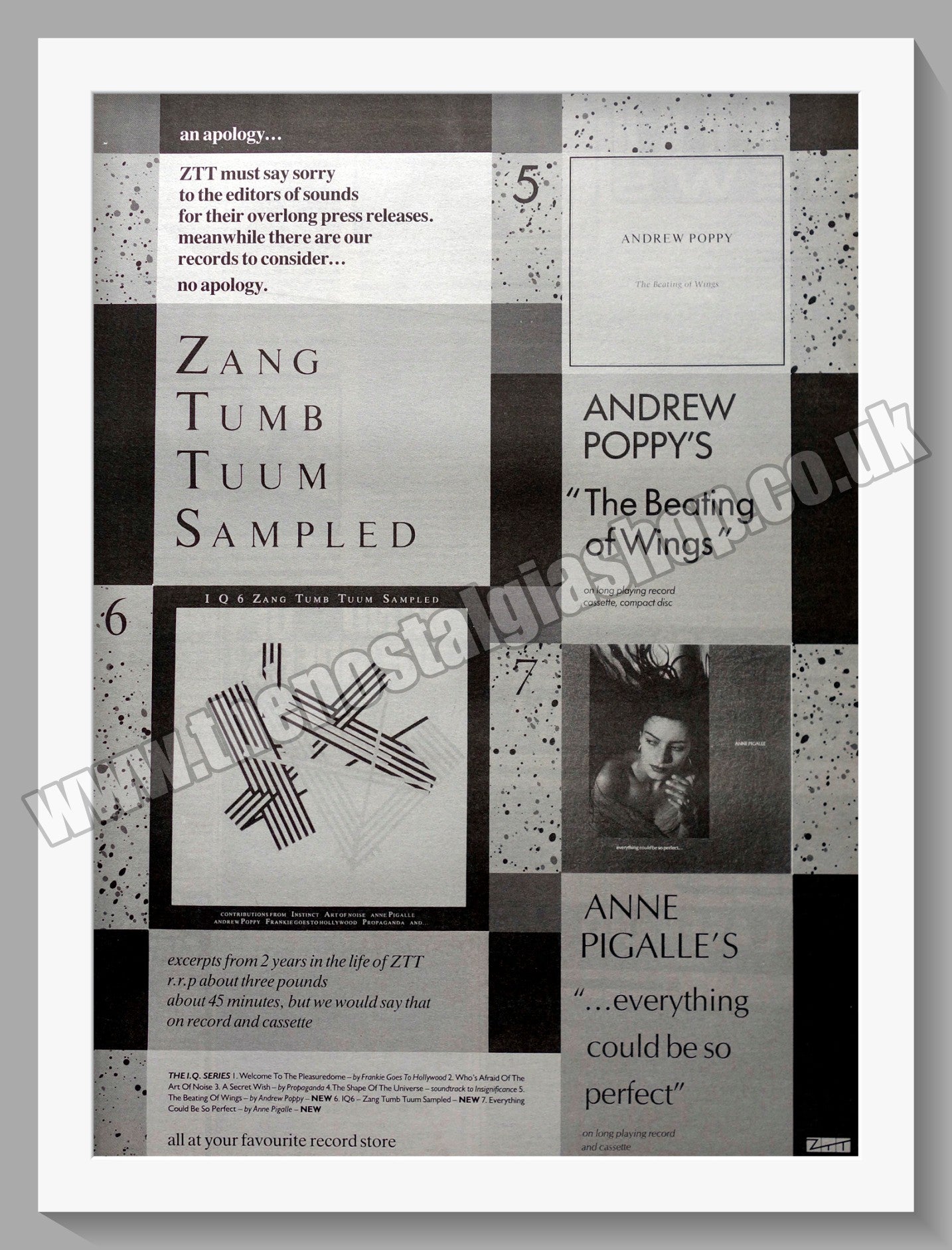 Zang Tumb Tuum Sampled Record Store. 1985 Large Original Advert (ref AD15328)