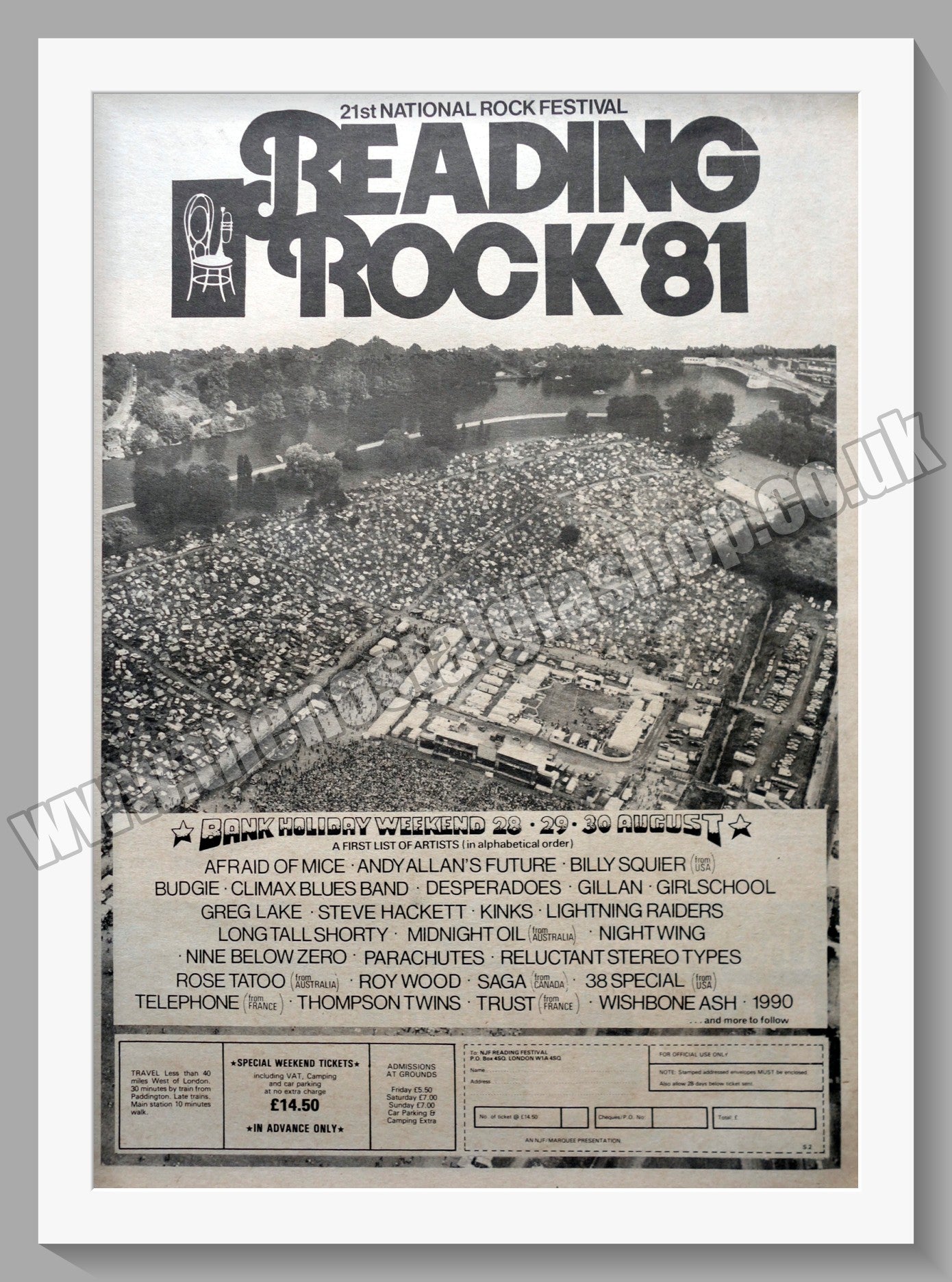 Reading Rock Festival . 1981 Large Original Advert (ref AD15333)