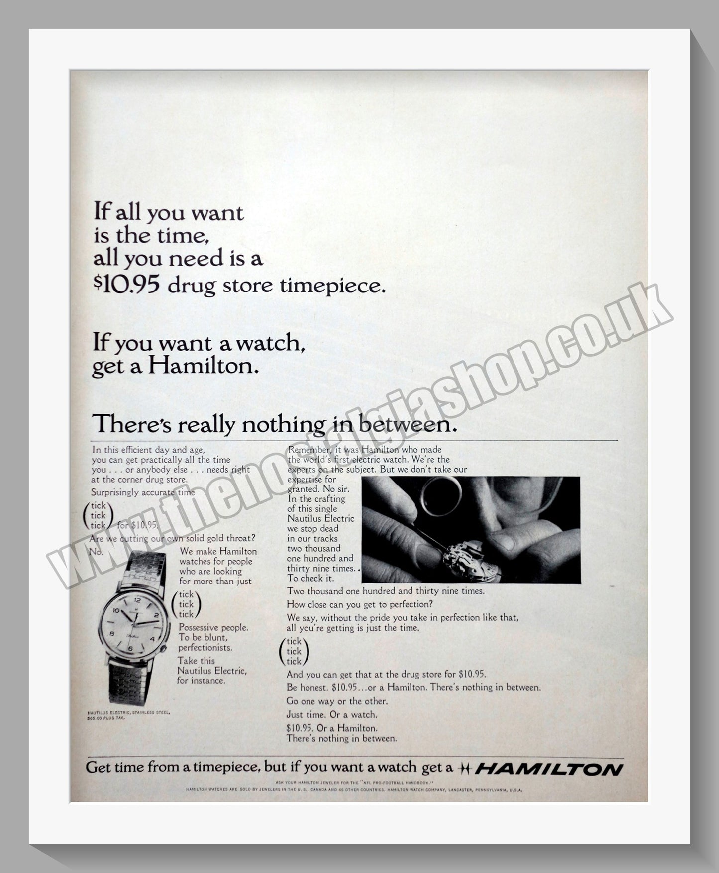 Hamilton Watches. Original Pair of Advert 1964 (ref AD300763)