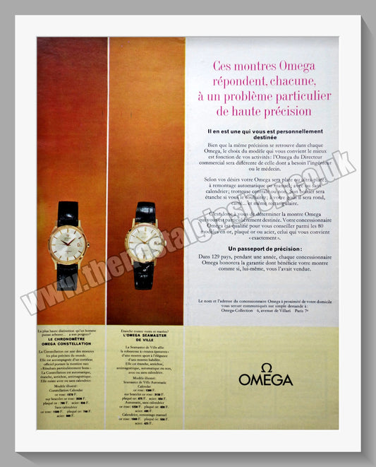 Omega Watches.  Original French Double Advert 1963 (ref AD300767)