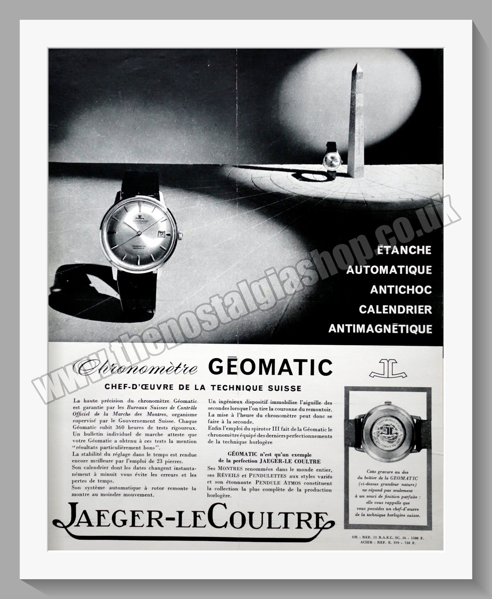 Jaeger LeCoultre Watches Original French Advert 1963 ref AD300784