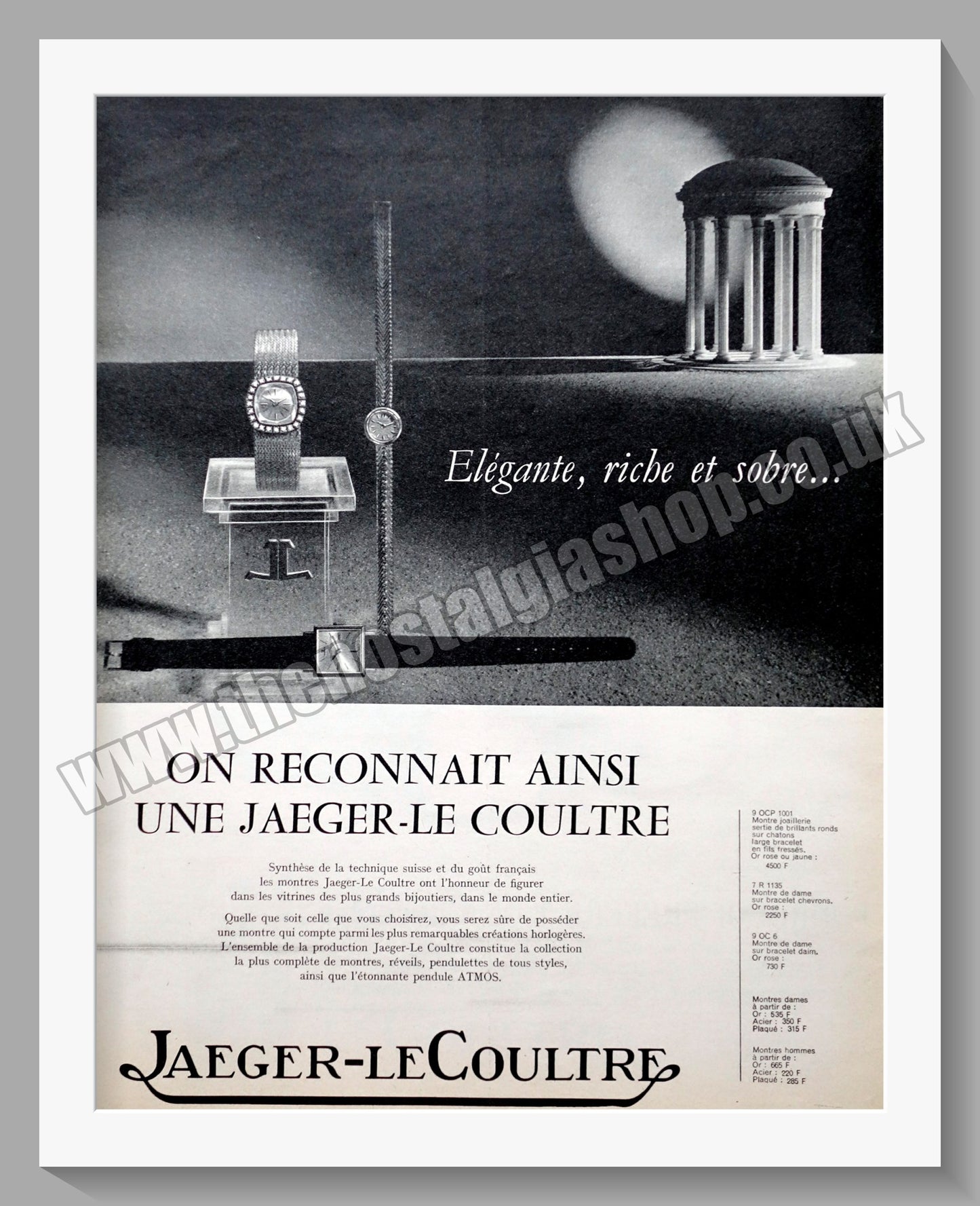 Jaeger-LeCoultre Watches Original French Advert 1963 (ref AD300783)