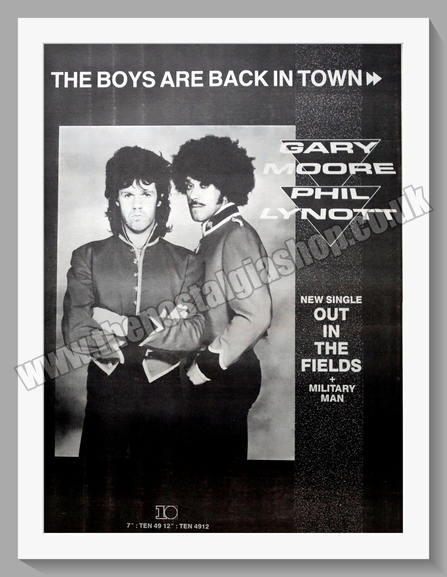 Gary Moore & Phil Lynott. Out In The Fields. 1985 Original Advert (ref AD15261)