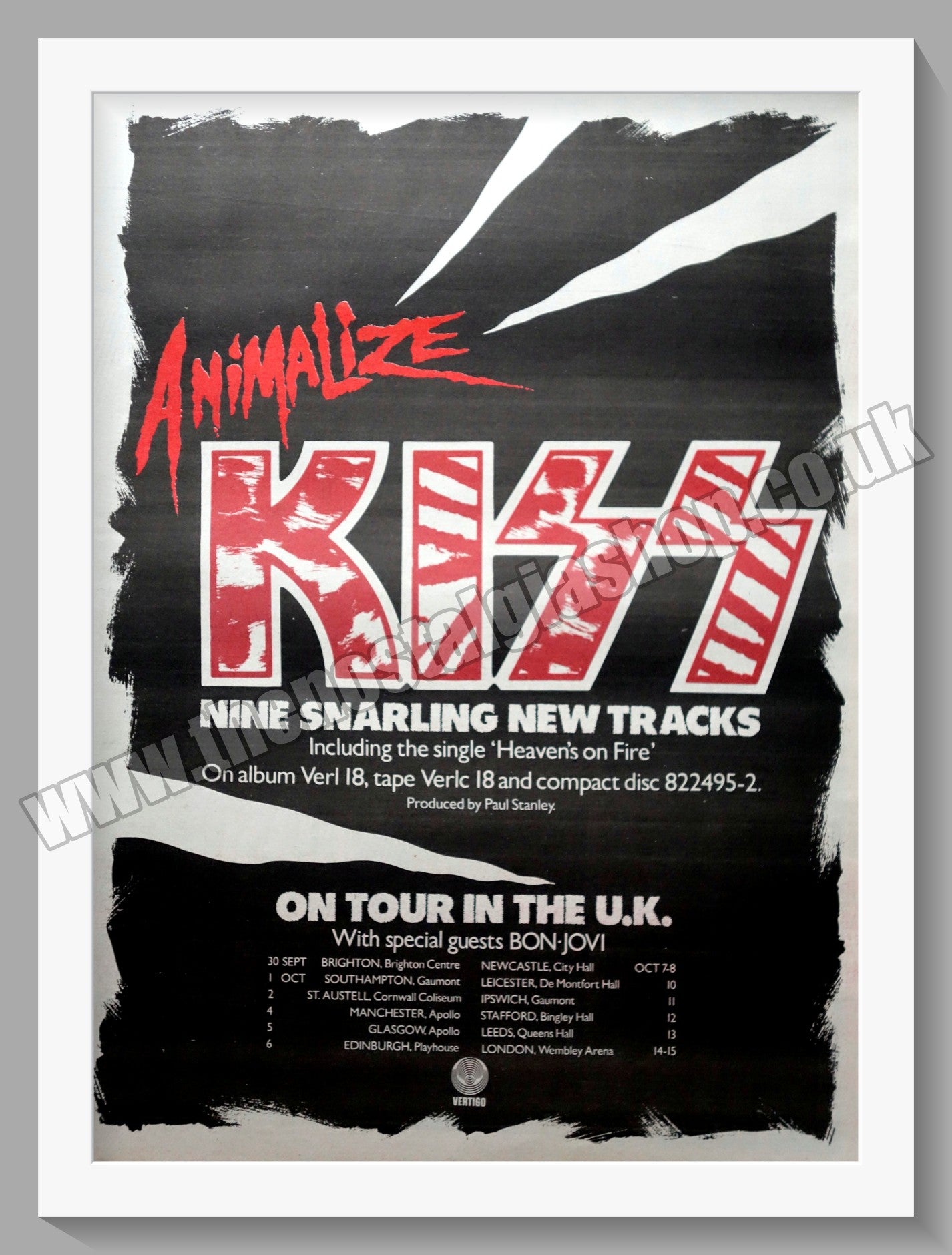 Kiss. Animalize. UK Tour. 1984 Original Advert (ref AD15237)