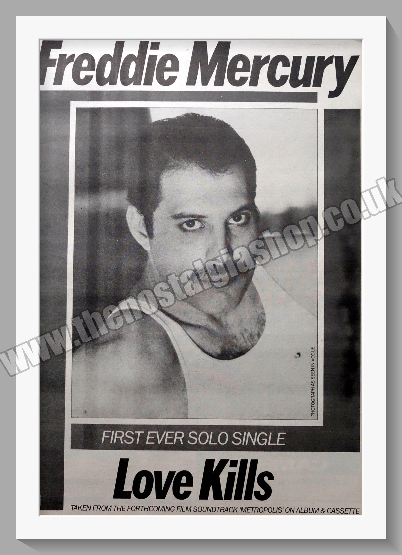 Freddie Mercury Love Kills. 1984 Large Original Advert (ref AD15353)