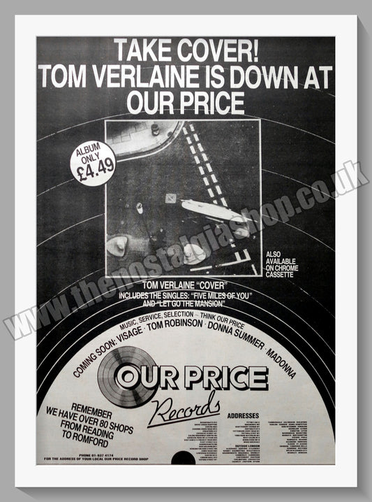 Tom Verlaine Take Cover. 1984 Large Original Advert (ref AD15358)