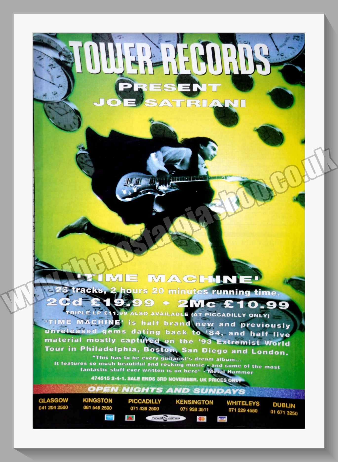 Joe Satriani Time Machine. 1993 Original Advert (ref AD60657)