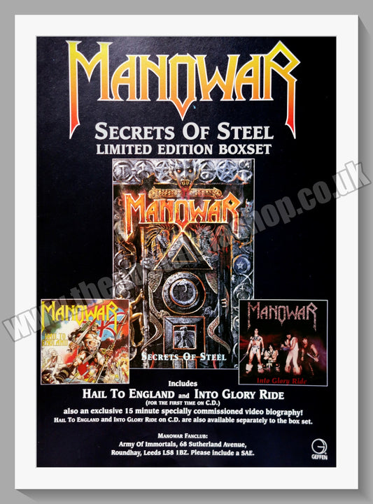 Manowar Secrets Of Steel. 1993 Original Advert (ref AD60661)