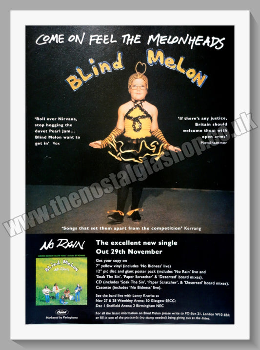 Blind Melon. No Rain 1993 Original Advert (ref AD60666)