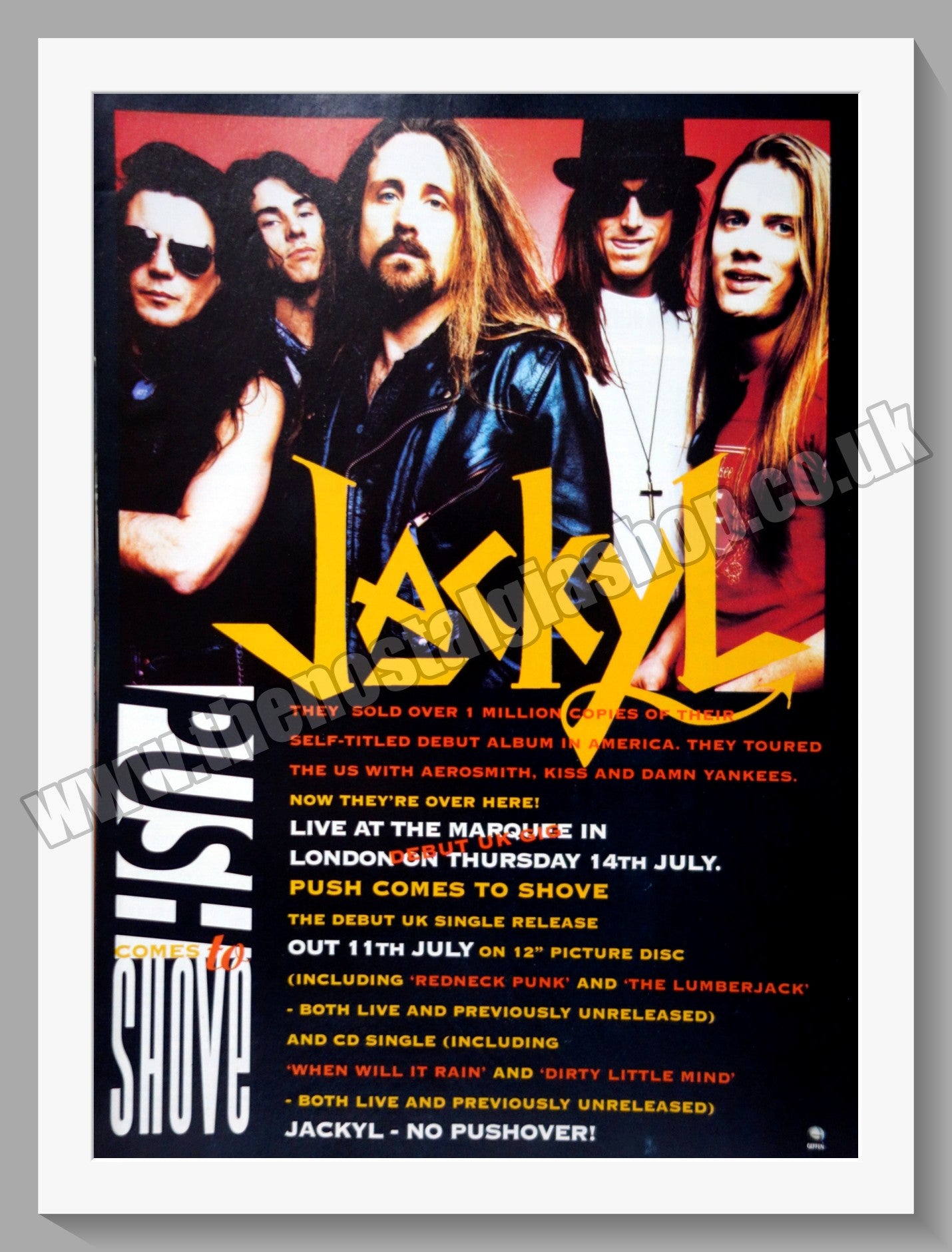 Jackyl. Push Comes To Shove. 1994 Original Advert (ref AD60668)