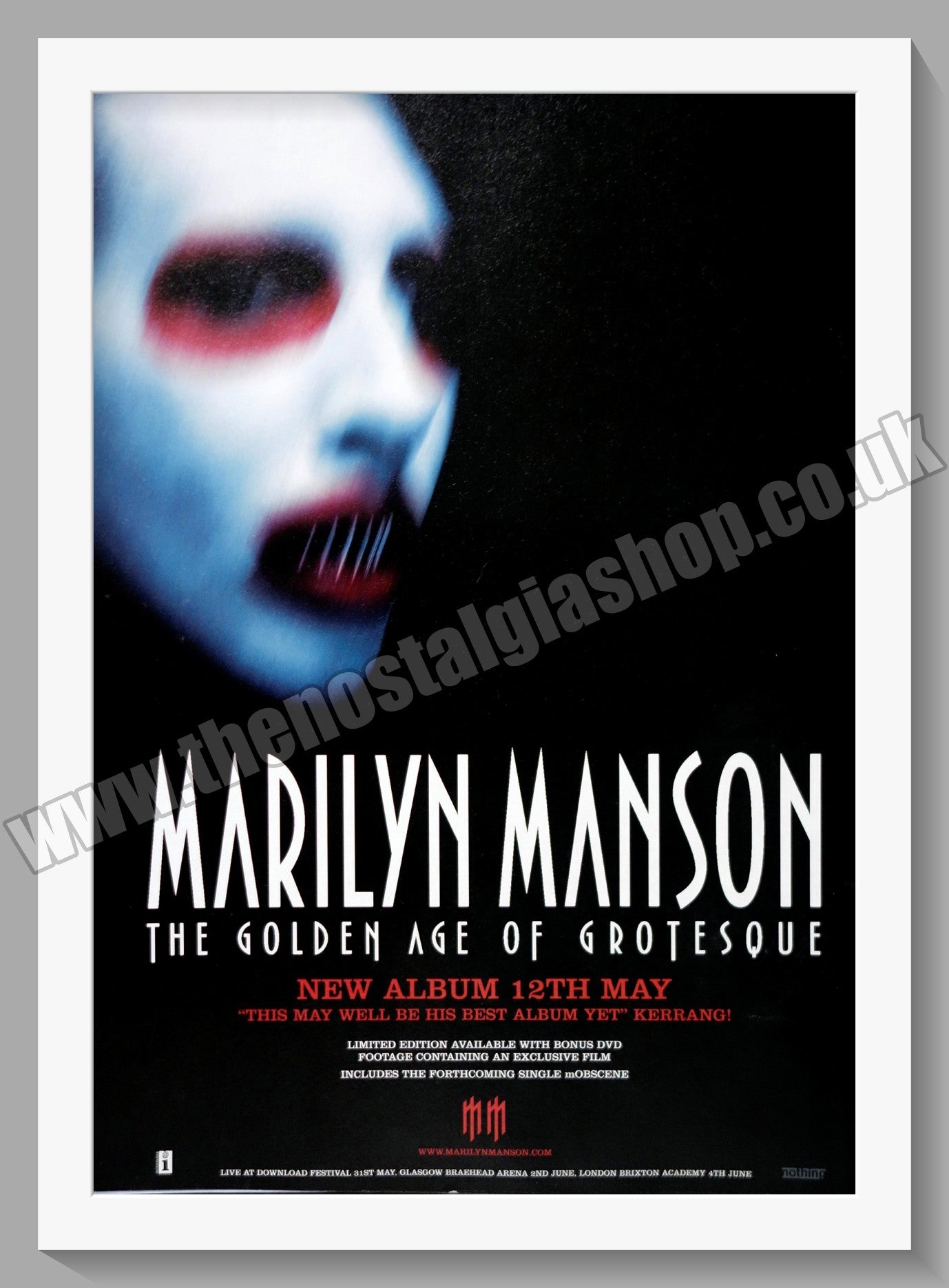 Marilyn Manson. The Golden Age of Grotesque. 2003 Original Advert (ref AD60770)