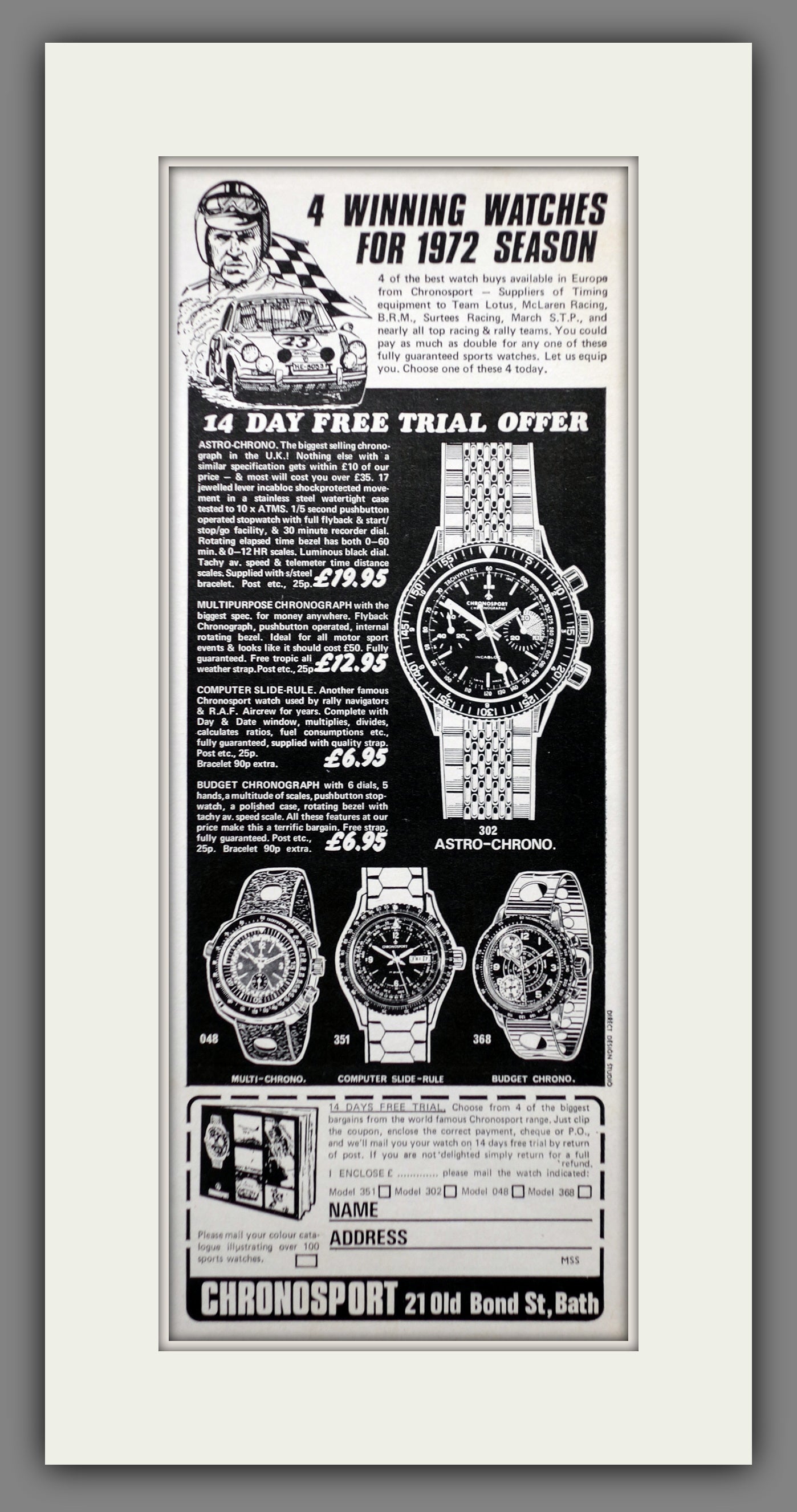 Chronosport Watches. Original Advert 1972 (ref AD60692)