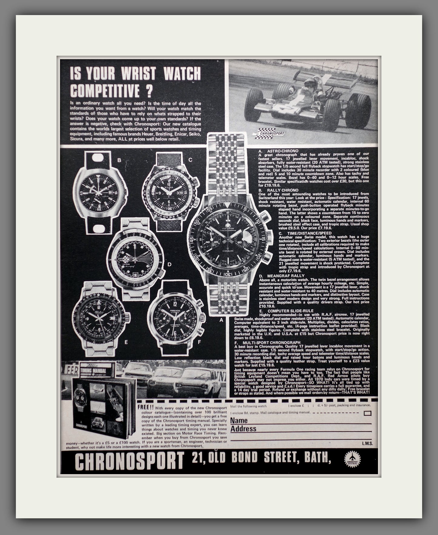 Chronosport Watches. Original Advert 1970 (ref AD60680)