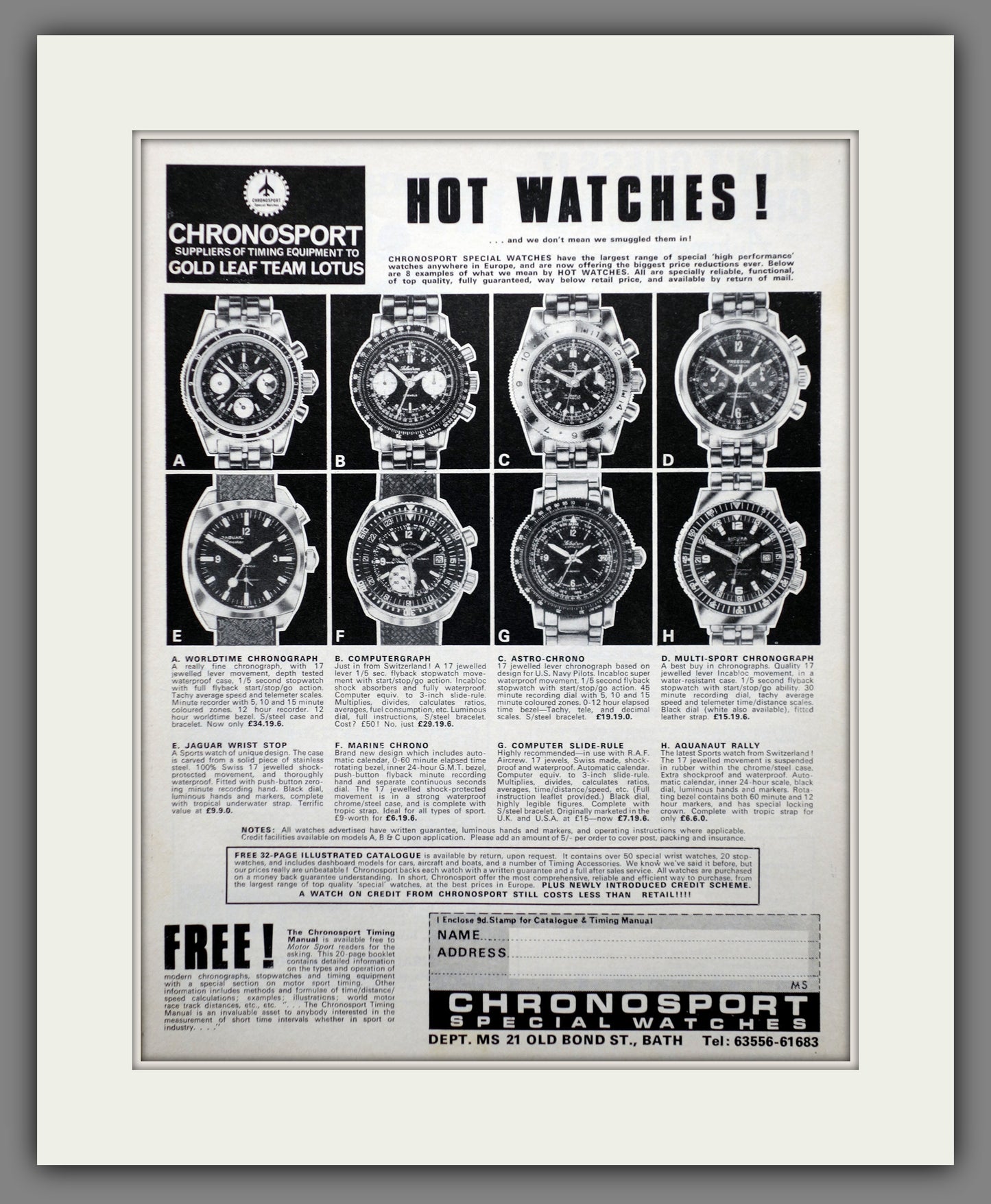 Chronosport Watches. Original Advert 1969 (ref AD60684)