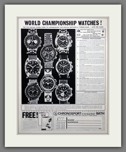 Chronosport Watches. Original Advert 1969 (ref AD60689)