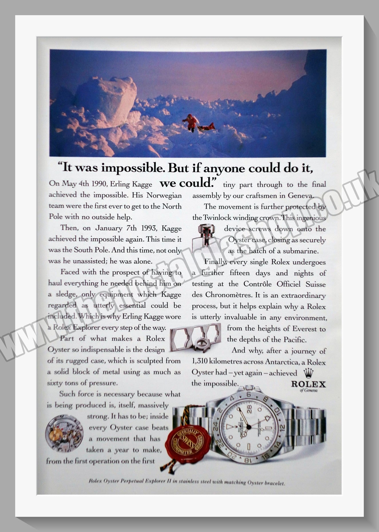 Rolex Oyster Perpetual Explorer II. Original Advert 1993 (ref AD60694)