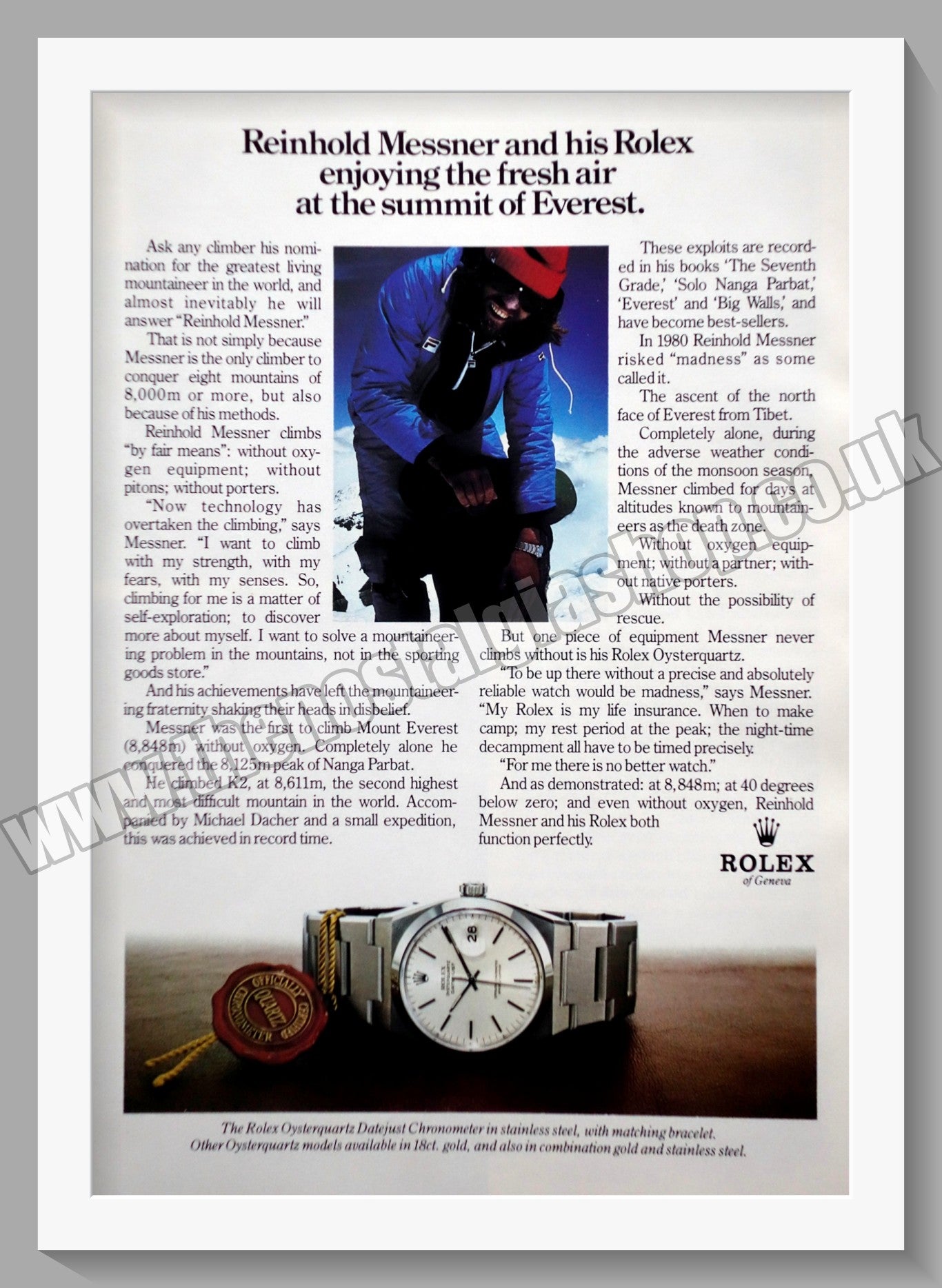 Rolex Datejust Chronometer. Original Advert 1982 (ref AD60695)