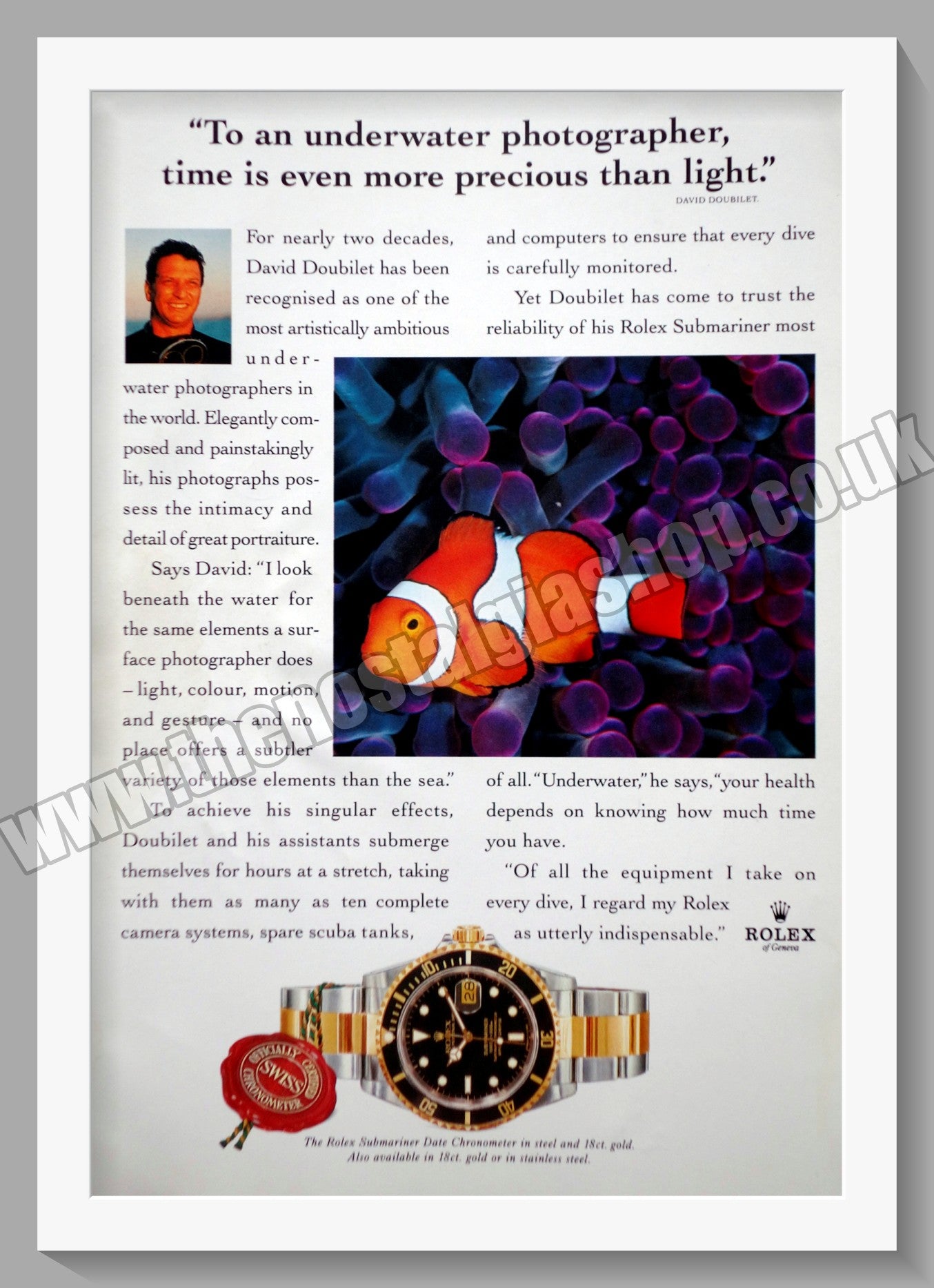 Rolex Submariner Date Chronometer. Original Advert 1996 (ref AD60700)