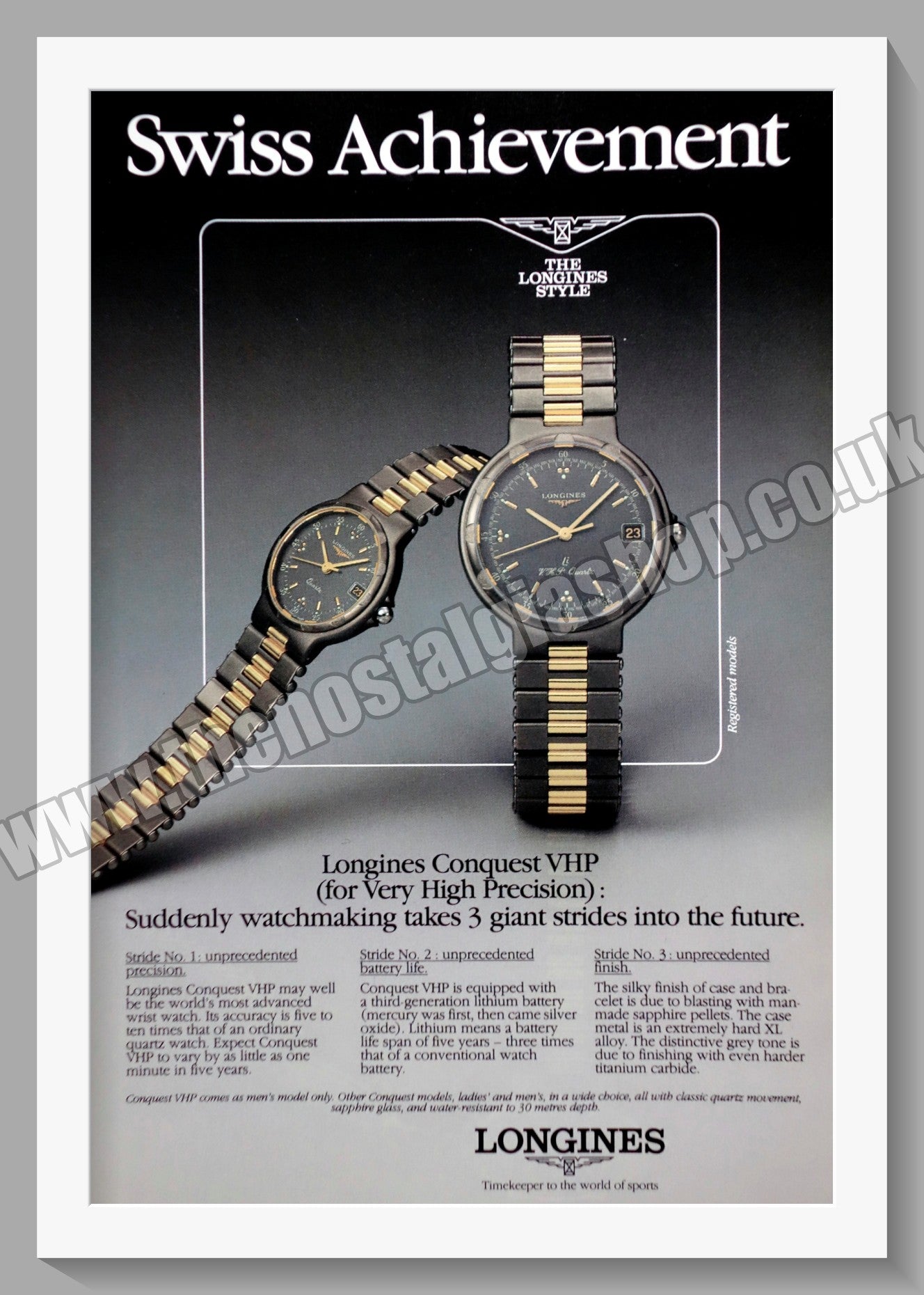 Longines Conquest VHP Watches. Original Advert 1986 (ref AD60722)