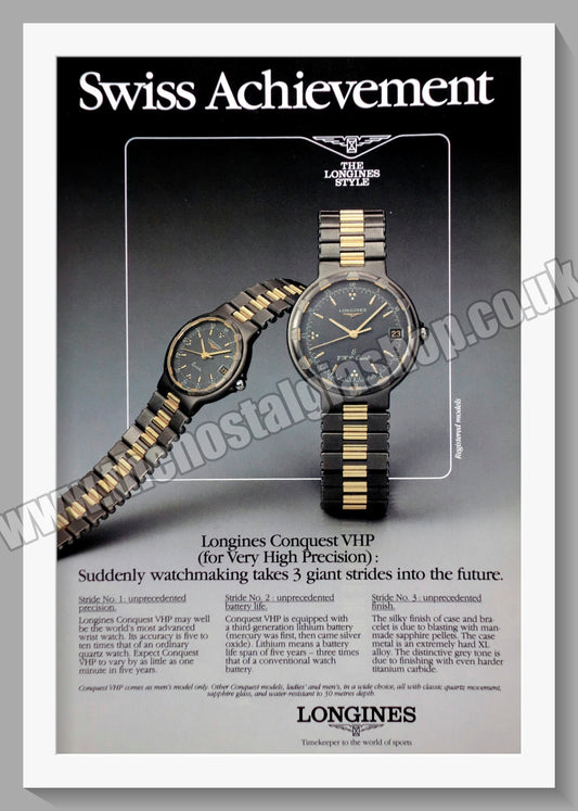 Longines Conquest VHP Watches. Original Advert 1986 (ref AD60722)