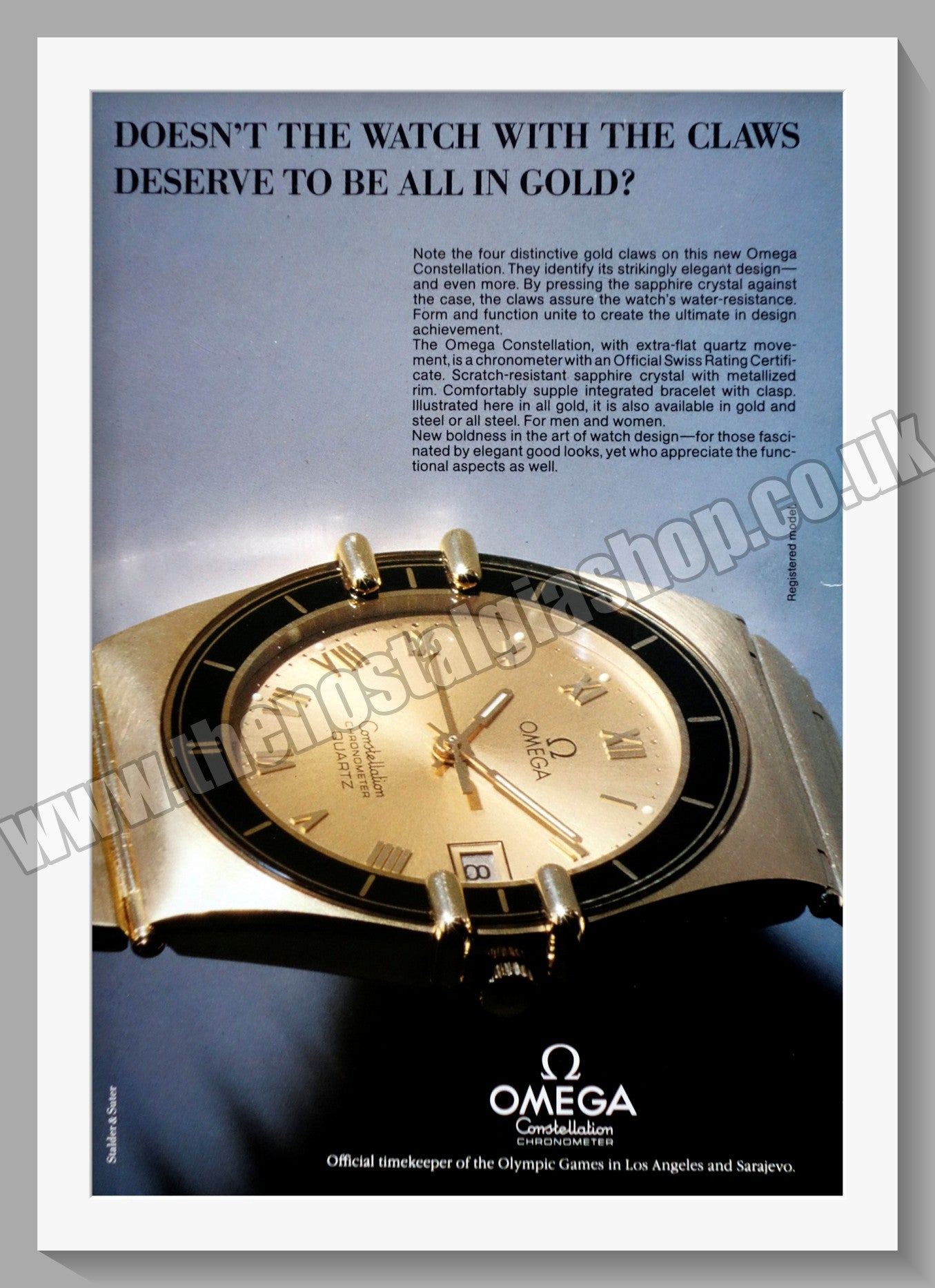 Omega Constellation Chronometer Watch. Original Advert 1983 (ref AD60739)