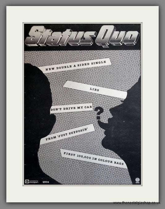 Status Quo. Just Supposin'. 1980 Large Original Advert (ref AD15301)